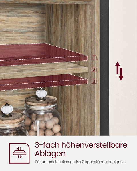 Rootz Turquoise Brown-Ink Black Sideboard - Storage Cabinet - Chipboard Steel - Adjustable Shelves - Anti-Tip - 33cm x 100cm x 80cm