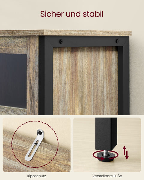 Rootz Storage Cabinet - Turquoise Chipboard - Brown-ink Black Steel - Large - Adjustable Shelves - 35cm x 100cm x 75cm