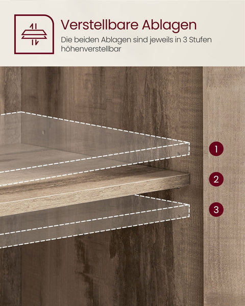 Rootz Sideboard with Glass Doors - Storage Cabinet - Wooden Cupboard - Steel Frame - Durable Construction - 35cm x 100cm x 75cm