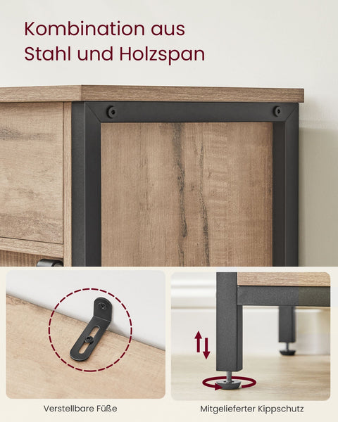 Rootz Sliding Door Kitchen Cupboard - Country House Style - Storage Cabinet - Chipboard and Steel - 30cm x 70cm x 80cm