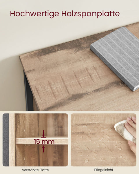 Rootz Side Cabinet - Storage Unit - Chipboard Steel - Oak Brown-Black - 30cm x 70cm x 80cm - Heavy-Duty - Drawer - 20.3kg Weight - 30kg Capacity