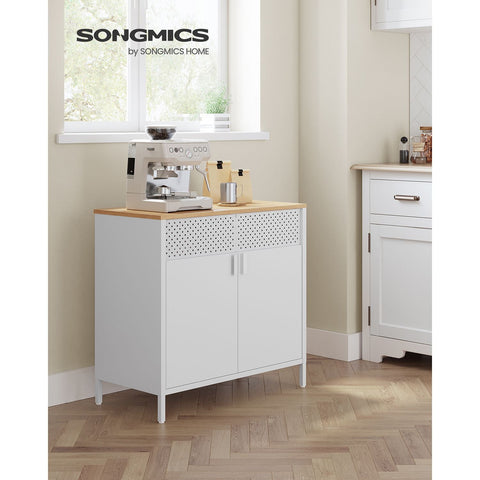 Rootz Storage Cabinet - White Cabinet - Chipboard Steel - Spacious Storage - Sturdy Construction - Easy Assembly - 40cm x 80cm x 76cm