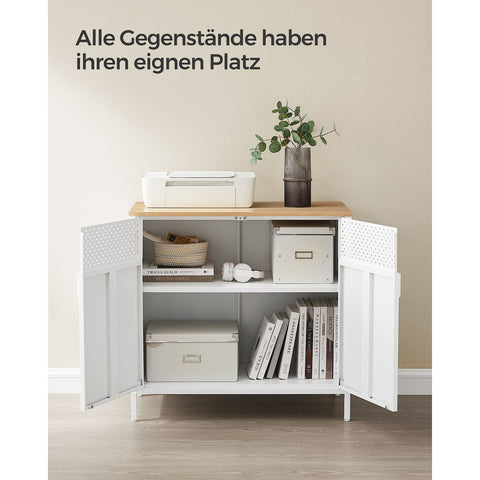 Rootz Storage Cabinet - White Cabinet - Chipboard Steel - Spacious Storage - Sturdy Construction - Easy Assembly - 40cm x 80cm x 76cm