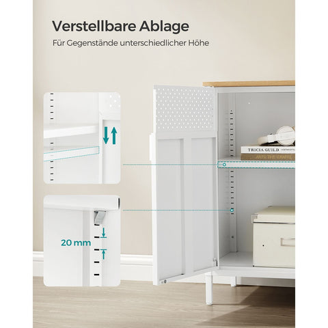 Rootz Storage Cabinet - White Cabinet - Chipboard Steel - Spacious Storage - Sturdy Construction - Easy Assembly - 40cm x 80cm x 76cm