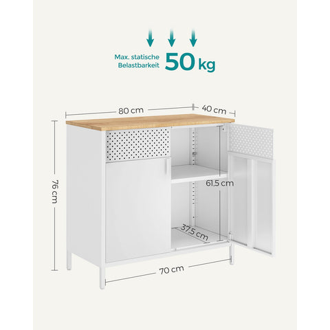 Rootz Storage Cabinet - White Cabinet - Chipboard Steel - Spacious Storage - Sturdy Construction - Easy Assembly - 40cm x 80cm x 76cm