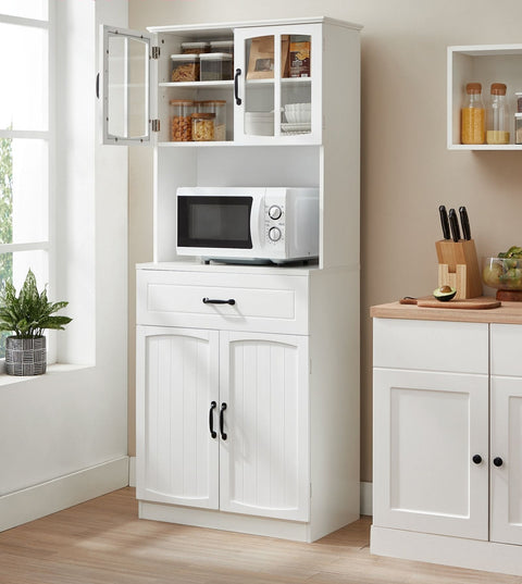 Rootz Modern Kitchen Cabinet - White Cupboard - Adjustable Shelves - MDF Chipboard - 41.5cm x 73cm x 179.8cm - Large Storage - 42.5kg