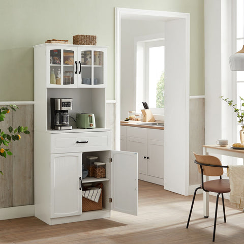 Rootz Modern Kitchen Cabinet - White Cupboard - Adjustable Shelves - MDF Chipboard - 41.5cm x 73cm x 179.8cm - Large Storage - 42.5kg