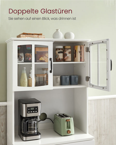 Rootz Modern Kitchen Cabinet - White Cupboard - Adjustable Shelves - MDF Chipboard - 41.5cm x 73cm x 179.8cm - Large Storage - 42.5kg