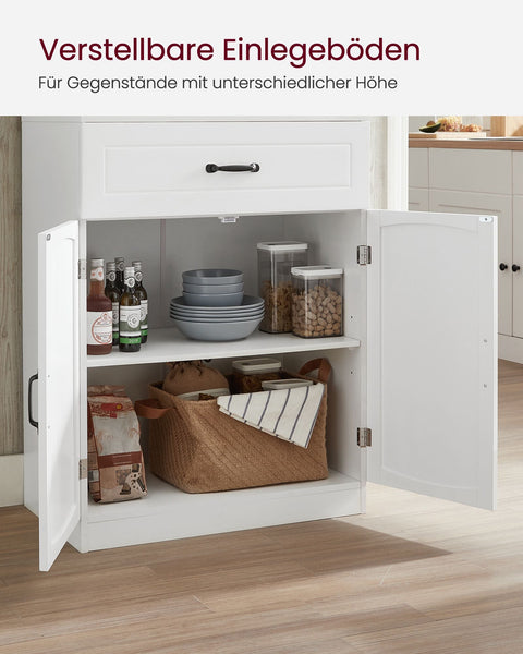 Rootz Modern Kitchen Cabinet - White Cupboard - Adjustable Shelves - MDF Chipboard - 41.5cm x 73cm x 179.8cm - Large Storage - 42.5kg