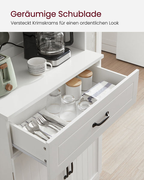 Rootz Modern Kitchen Cabinet - White Cupboard - Adjustable Shelves - MDF Chipboard - 41.5cm x 73cm x 179.8cm - Large Storage - 42.5kg