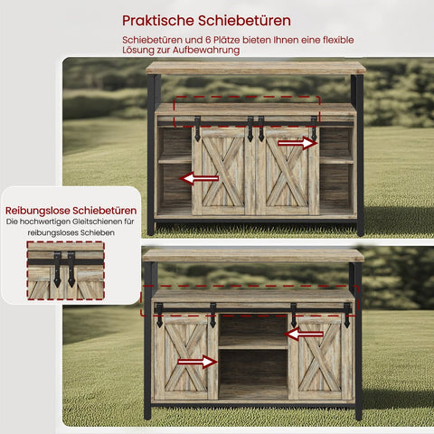 Rootz Sideboard Kitchen Cabinet - Storage Cabinet - Durable Wood Chipboard - Ample Space - 33x100x80cm