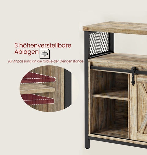 Rootz Sideboard Kitchen Cabinet - Storage Cabinet - Durable Wood Chipboard - Ample Space - 33x100x80cm
