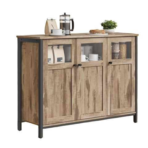 Rootz Wooden Storage Cabinet - Organizer - Shelving Unit - Durable Design - Brown & Black - 35cm x 100cm x 75cm