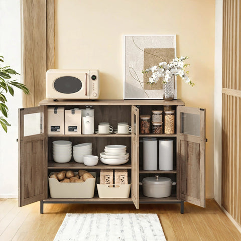 Rootz Wooden Storage Cabinet - Organizer - Shelving Unit - Durable Design - Brown & Black - 35cm x 100cm x 75cm