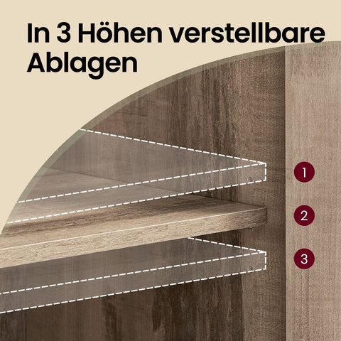 Rootz Wooden Storage Cabinet - Organizer - Shelving Unit - Durable Design - Brown & Black - 35cm x 100cm x 75cm