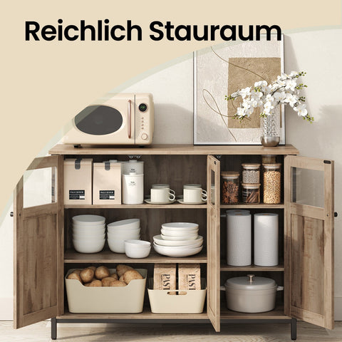 Rootz Wooden Storage Cabinet - Organizer - Shelving Unit - Durable Design - Brown & Black - 35cm x 100cm x 75cm