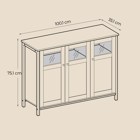 Rootz Wooden Storage Cabinet - Organizer - Shelving Unit - Durable Design - Brown & Black - 35cm x 100cm x 75cm