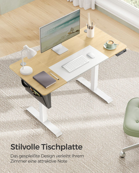 Rootz Elektrisch sta-bureau - Verstelbaar bureau - Zit-sta bureau - Spaanplaat stalen frame - Pastelgeel-basis wit - 60 cm x 120 cm x (72-120) cm - 1,5 cm tafelblad - 25,5 kg Gewicht - 80 kg Maximaal laadvermogen