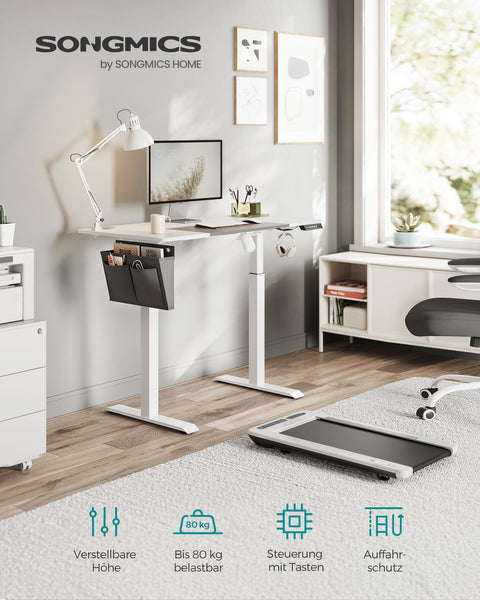 Rootz Elektrisch sta-bureau - Verstelbaar bureau - Zit-sta bureau - Spaanplaat stalen frame - 60 cm x 120 cm x (72-120) cm - Wit-duifgrijs - 1,5 cm tafelblad - 25,5 kg gewicht - 80 kg laadvermogen