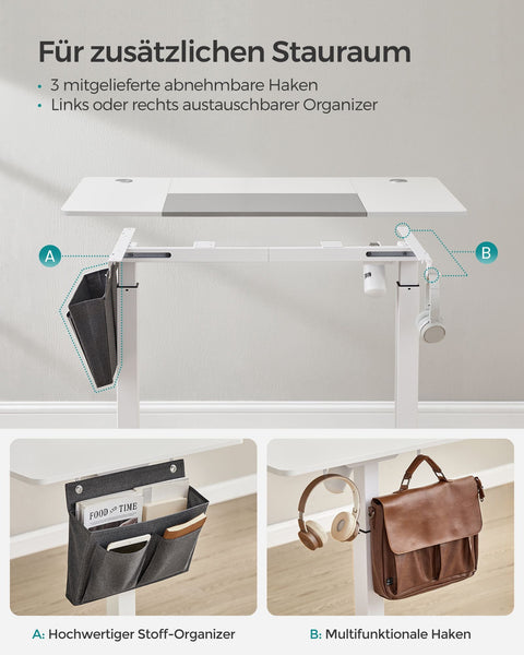Rootz Elektrisch sta-bureau - Verstelbaar bureau - Zit-sta bureau - Spaanplaat stalen frame - 60 cm x 120 cm x (72-120) cm - Wit-duifgrijs - 1,5 cm tafelblad - 25,5 kg gewicht - 80 kg laadvermogen