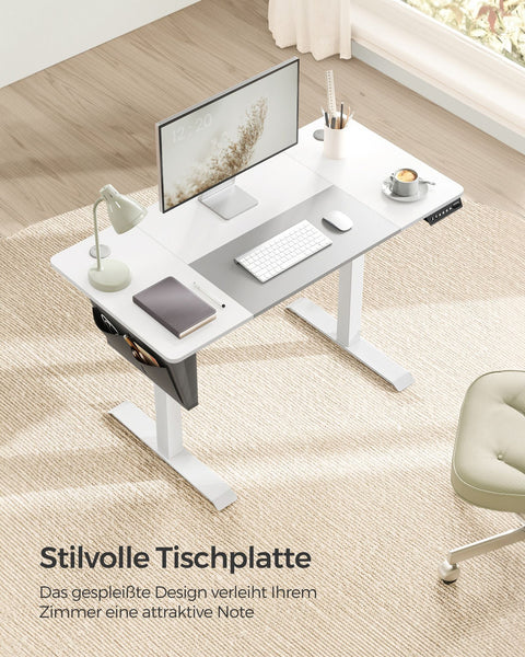 Rootz Elektrisch sta-bureau - Verstelbaar bureau - Zit-sta bureau - Spaanplaat stalen frame - 60 cm x 120 cm x (72-120) cm - Wit-duifgrijs - 1,5 cm tafelblad - 25,5 kg gewicht - 80 kg laadvermogen