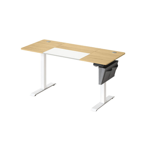 Rootz Adjustable Electric Standing Desk - Office Desk - Sit Stand Desk - Chipboard Steel - 60cm x 140cm x (72-120)cm - Pastel Yellow White