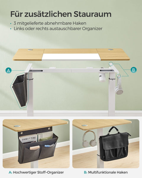 Rootz Adjustable Electric Standing Desk - Office Desk - Sit Stand Desk - Chipboard Steel - 60cm x 140cm x (72-120)cm - Pastel Yellow White