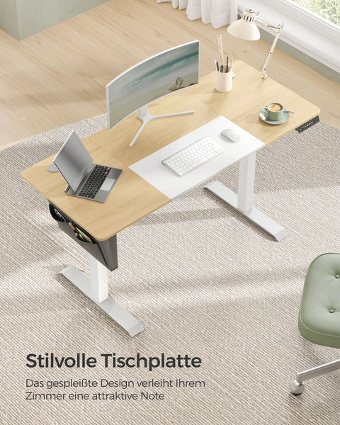 Rootz Adjustable Electric Standing Desk - Office Desk - Sit Stand Desk - Chipboard Steel - 60cm x 140cm x (72-120)cm - Pastel Yellow White