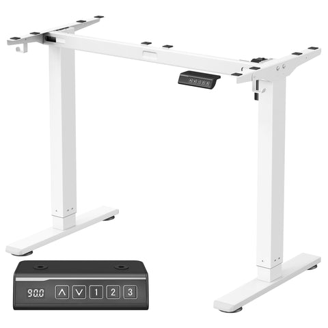 Rootz Height Adjustable Desk Frame - Standing Desk - Ergonomic Workspace - Steel Frame - 59.6 x (90-140) x (72-120) cm -  White