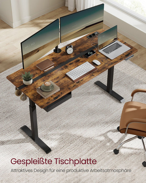 Rootz Electric Standing Desk - Adjustable Desk - Sit Stand Desk - Chipboard/Solid Steel - 70cm x 160cm x 72-120cm - Whisper Quiet - 1.5cm thickness