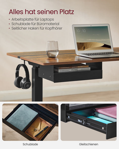 Rootz Electric Standing Desk - Adjustable Desk - Sit Stand Desk - Chipboard/Solid Steel - 70cm x 160cm x 72-120cm - Whisper Quiet - 1.5cm thickness