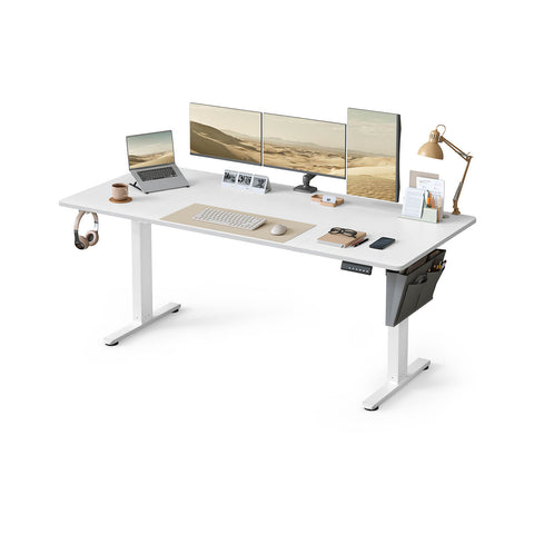 Rootz Height-Adjustable Electric Desk - Standing Desk - Sit-Stand Desk - Ergonomic - 180 x 80 x (72-120)cm -  White