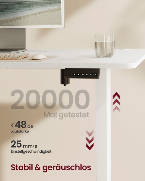 Rootz Height-Adjustable Electric Desk - Standing Desk - Sit-Stand Desk - Ergonomic - 180 x 80 x (72-120)cm -  White