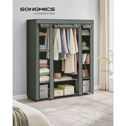 Rootz Fabric Cabinet - Wardrobe Organizer - Storage Unit - Non-Woven Fabric - Metal Tube - PP Plastic Connector - Sage Green - 45cm x 150cm x 175cm