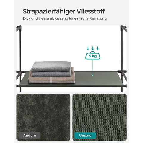 Rootz Fabric Cabinet - Wardrobe Organizer - Storage Unit - Non-Woven Fabric - Metal Tube - PP Plastic Connector - Sage Green - 45cm x 150cm x 175cm