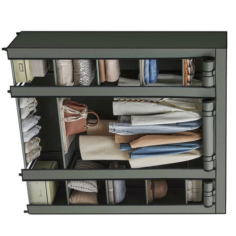 Rootz Fabric Cabinet - Wardrobe Organizer - Storage Unit - Non-Woven Fabric - Metal Tube - PP Plastic Connector - Sage Green - 45cm x 150cm x 175cm