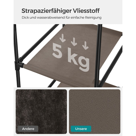 Rootz Fabric Cabinet - Wardrobe Organizer - Storage Unit - Non-Woven Fabric - Metal Tube - PP Plastic Connector - Taupe - 45cm x 150cm x 175cm