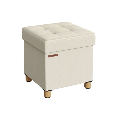 Rootz Storage Ottoman - Footstool - Toy Box - Upholstered Stool - MDF Frame - Imitation Linen - 38cm x 38cm x 40cm