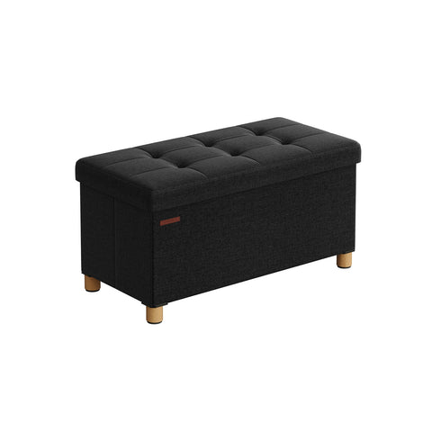 Rootz Foldable Storage Bench - Ottoman - Shoe Storage Bench - Imitation Linen - 38cm x 76cm x 40cm