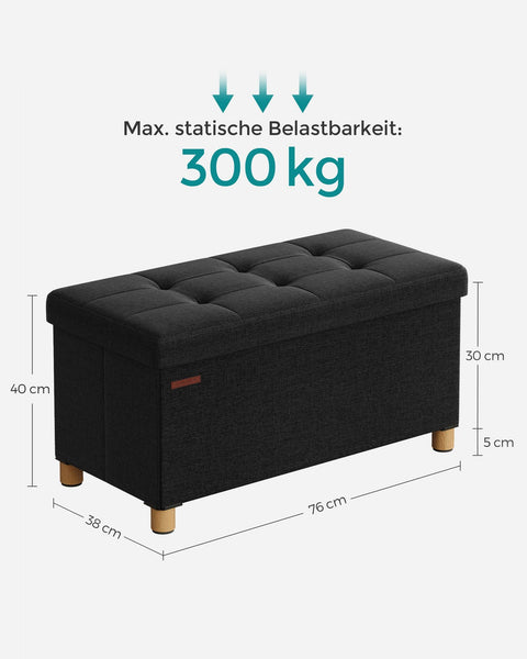 Rootz Foldable Storage Bench - Ottoman - Shoe Storage Bench - Imitation Linen - 38cm x 76cm x 40cm