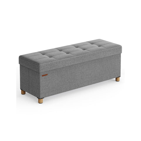 Rootz Seat Chest - Storage Bench - Ottoman - Linen Fabric - 38cm x 110cm x 40cm - Foam Padding - MDF - 112L Capacity