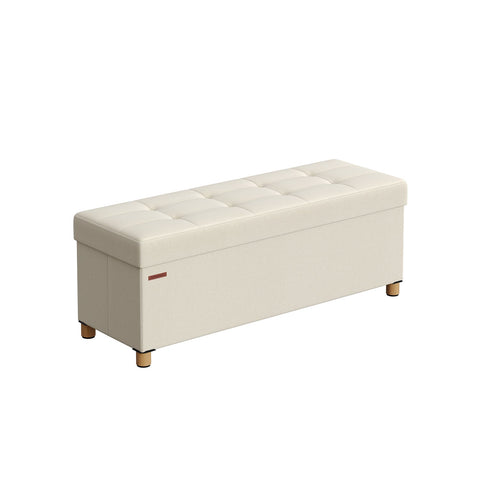 Rootz Storage Ottoman Bench - Seat Chest - Footrest - MDF - Imitation Linen - 25D Foam - 38cm x 110cm x 40cm