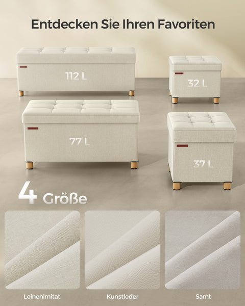 Rootz Storage Ottoman Bench - Seat Chest - Footrest - MDF - Imitation Linen - 25D Foam - 38cm x 110cm x 40cm