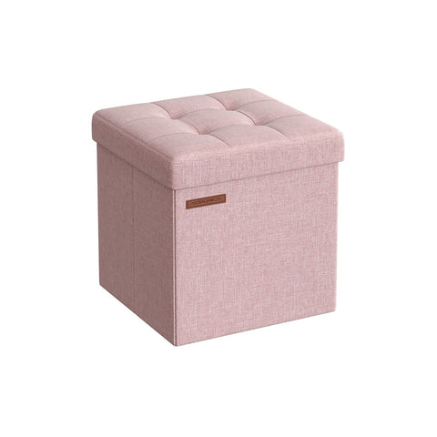 Rootz Pastelroze Zitkist - Opberger - Voetenbank - Imitatielinnen - MDF - Schuim - 30 cm x 30 cm x 30 cm - 1,6 kg - 130 kg Max. belasting - Capaciteit 22 liter