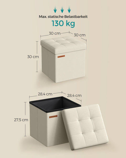 Rootz Seat Chest Ottoman - Storage Stool - Footrest - MDF Upholstered - 30cm x 30cm x 30cm