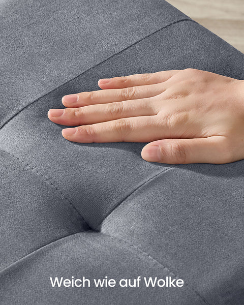 Rootz Storage Footstool - Velvet Ottoman - Seating with Storage - 37L Capacity - 38x38x40cm -  Grey