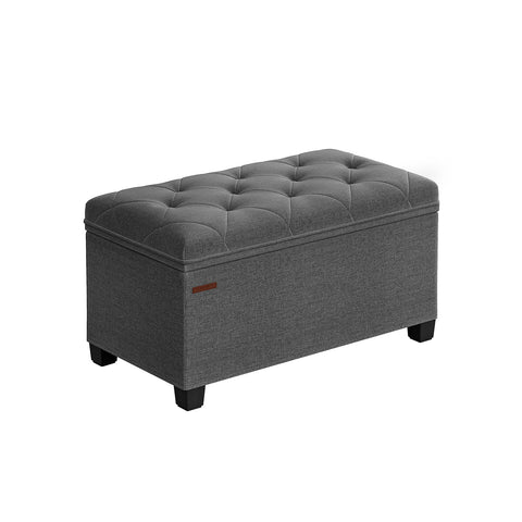 Rootz Storage Stool - Ottoman - Footstool - Grey - MDF Construction - Imitation Linen - 40cm x 76cm x 40cm