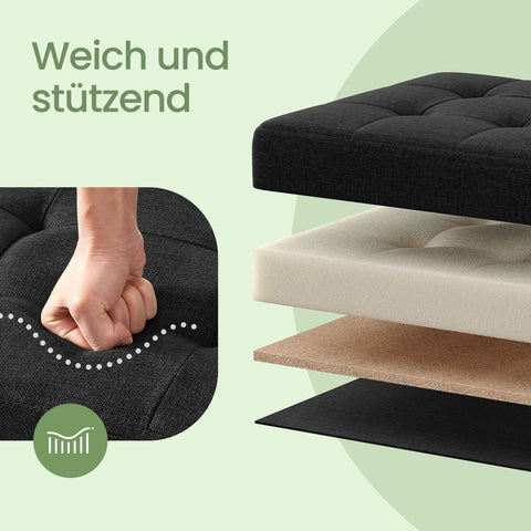 Rootz Storage Seat Chest - Ottoman - Storage Bench - Max 300kg Capacity - Linenimity Fabric - 110cm x 38cm x 38cm