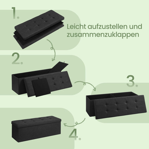 Rootz Storage Seat Chest - Ottoman - Storage Bench - Max 300kg Capacity - Linenimity Fabric - 110cm x 38cm x 38cm