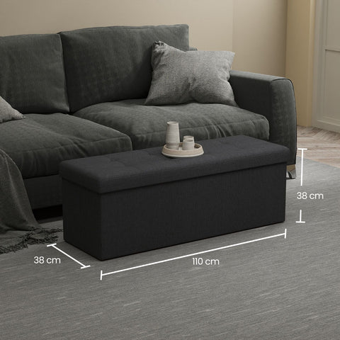 Rootz Storage Seat Chest - Ottoman - Storage Bench - Max 300kg Capacity - Linenimity Fabric - 110cm x 38cm x 38cm